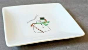Fitz and Floyd Christmas Holiday Winter Snowman Dish "Merry Merry!" - 4.5" - Picture 1 of 5