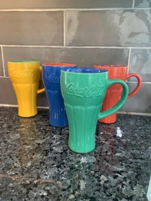 Lot of 4 Ceramic 1998 COCA COLA Coffee/Drink Tumblers w Lids-No Chips Or Cracks - Image 1 of 4