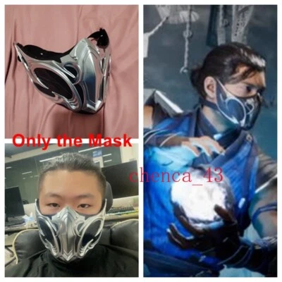 Replica Mortal Kombat NOOB SAIBOT Half Mask Sub-Zero Cosplay Prop FRP Mask Gifts - Image 1 of 4