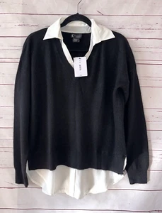Suéter Top BLOOMINGDALES Talla L Cachemira Dosfer Nuevo con Etiquetas $188 Negro FUNCIONA GRANDE B13 - Imagen 1 de 9