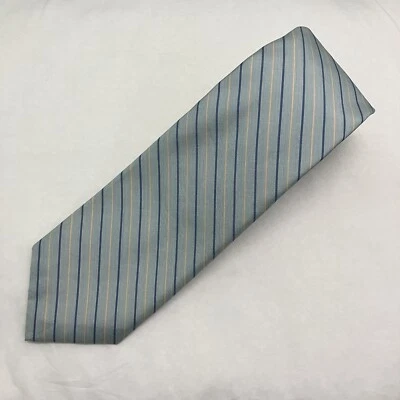 Vtg Pride of England Briar All Silk Neck Tie Diagonal Stripe Blue Yellow Navy - Image 1 of 4