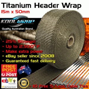 CABEZAL DE ESCAPE DE TITANIO CINTA ENVOLVENTE 2000°F Protección térmica 15m X 50mm + S/Menos lazos - Imagen 1 de 11