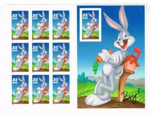 BUGS BUNNY POSTFRISCHER 10ER BLATT US 32 Cent BRIEFMARKEN SCOTT # 3137 M/NH - Bild 1 von 2
