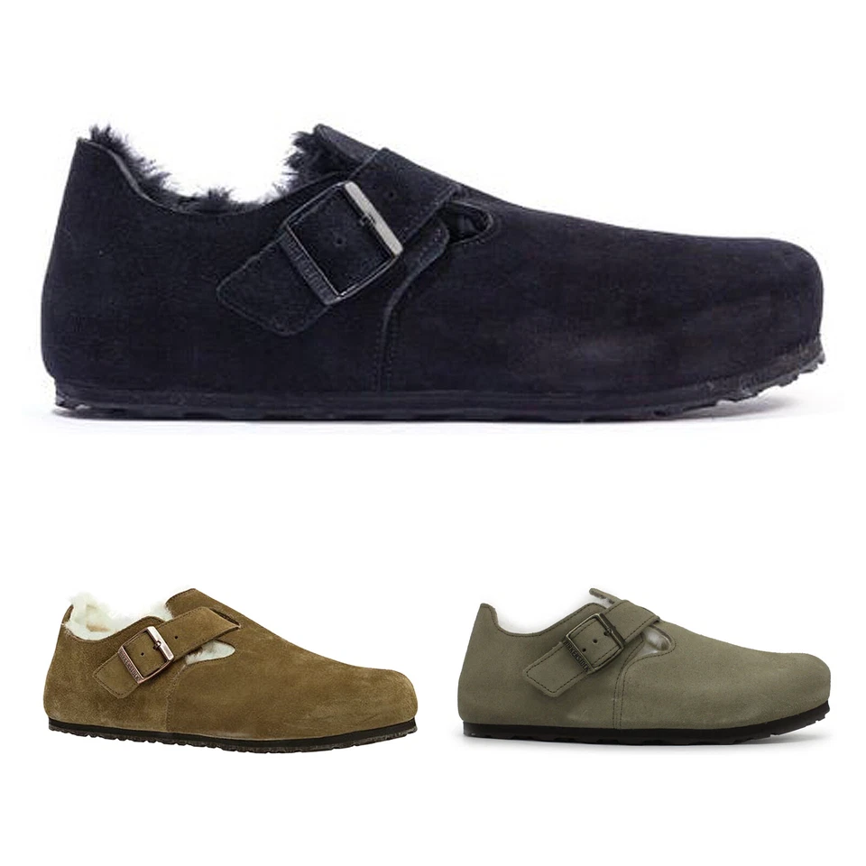 Birkenstock Unisex Shoes London Shearling Casual Buckles Suede Leather - Image 1 of 1