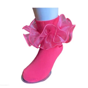 Girls Lace Ruffle Frilly Princess Cotton Socks Kids Dance School Ankle Socks  - Picture 1 of 32
