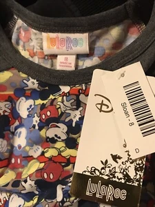 NWT Lularoe Kids Disney Sloan Vintage Print 3/4 Classic Mickey Mouse Shirt 8 LLR - Picture 1 of 4