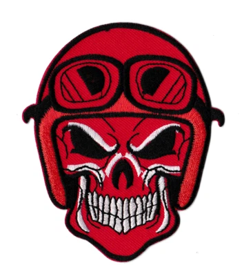 NAGA PATCHES Ecusson patche biker skull rouge rider thermocollable patch DIY transfert brodé