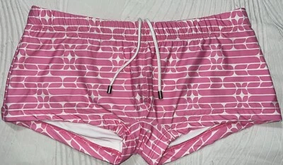 MUESTRA Baúl de Natación Mr Turk Sorrento M Mediano Nuevo sin Etiquetas Rosa Blanco Verano $158 Foto 1 de 4