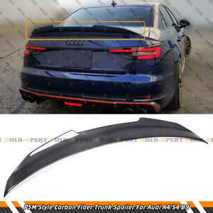 FOR 17-2024 AUDI A4 S4 B9 HIGHKICK DUCKBILL PSM STYLE CARBON FIBER TRUNK SPOILER