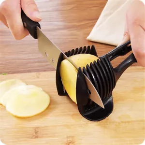 Multiuse Tomato Slicer Lemon Cutter Handheld Round Fruits Tongs Plastic Onion - Picture 1 of 11