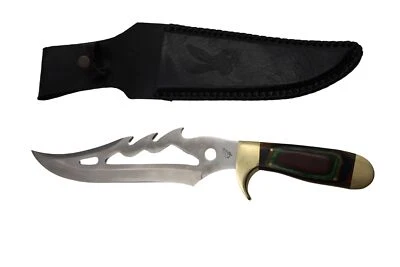 Frost Cutlery Piranha Bowie Knife Frostwood Handle Stainless Leather Sheath - Image 1 of 4