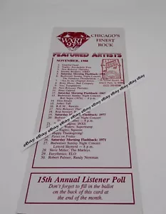 WXRT 93 FM Artisti in primo piano NOVEMBRE 1988 Chicago Illinois **SCRITTA sul retro** - Foto 1 di 2
