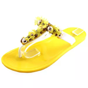 Nuevos zapatos para mujer moda jalea sandalias t correa puntera abierta informal verano amarillo - Imagen 1 de 2