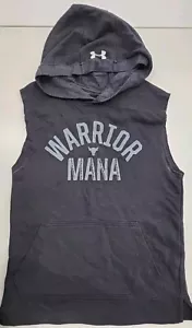 Under Armour Boys Project Rock Mana Sleeveless Hoodie Black Terry Pocket Youth L - Picture 1 of 4