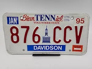 Vintage 1995 Bicentennial Davidson Co Tennessee Real Metal License Plate - Picture 1 of 2