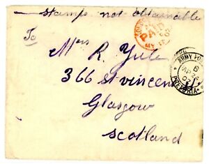 SOUTH AFRICA 1902 BOER WAR PRETORIA TO GLASGOW "STAMPS NOT OBTAINABLE"