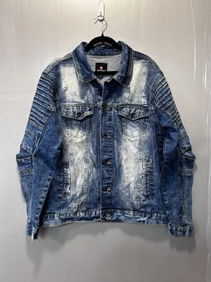 Chaqueta de mezclilla envejecida Southpole para hombre motociclista camionero talla XXL Foto 1 de 4