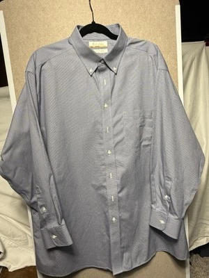 Roundtree Yorke Gold Label Button Up Dress Shirt Men's 17 33 Blue Plaid - Image 1 of 3