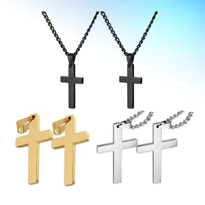 6Pcs Cross Gift Shiny Stainless Steel Black Silver - Picture 1 of 12