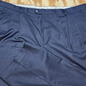 Loro Piana Platinum Super 150s Hose Herren 45x27 dunkelblau Chino Bundfaltenhose - Bild 1 von 12
