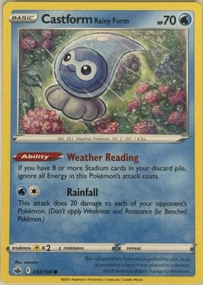 Castform Rainy Form 033/198 Swsh06: Sword & Shield - Chilling Reign Regular NM - Image 1 of 2
