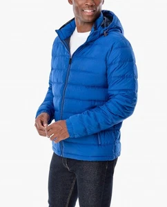 London Fog Plainfield Hooded Puffer Jacket Royal Blue - Picture 1 of 11