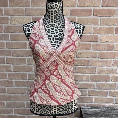 Vintage The Limited Top M Paisley Halter Babydoll Fada Bordado Y2K 90Boho - Imagem 1 de 4