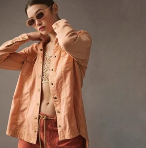NWT! Pilcro by Anthropologie Utility Snap Front Shirt Jacket in Peach Size: S - Picture 1 of 9