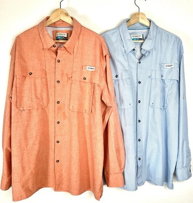 Lote De 2 Camisas Magellan XL Manga Larga Azul Naranja Ventiladas Pesca Exterior, Leer Foto 1 de 4