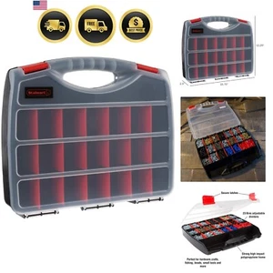 Hardware Organizer Box with Dividers Portable Tool Box Small Parts Storage - Picture 1 of 8