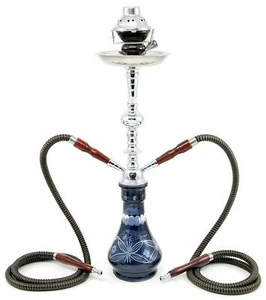 2- Schlauch Rauchstil Shisha schwarz Luxus Pfeife Wasserpfeife Set NEU + Windabdeckung bl - Bild 1 von 7