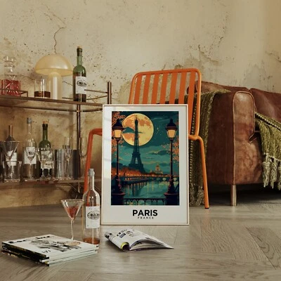 Paris France Vintage Style Travel Poster - Home Decor, Wall Art - Image 1 of 4