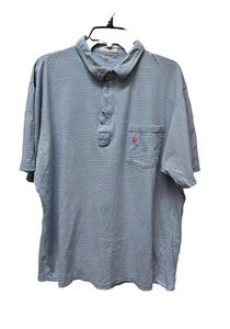 Camisa Polo Johnnie-O West Coast Prep Para Hombres XXL Azul Blanco Rayas Golf Informal - Imagen 1 de 5