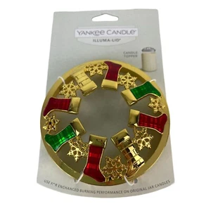 Yankee Candle Illuma-Deckel Weihnachtsstrümpfe Holiday Topper Gold Rot Grün NEU - Bild 1 von 9