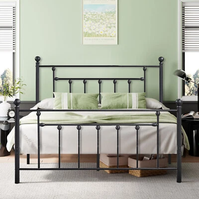 Metal Bed Frame Twin/Full/Queen Size Platform Bed with High Headboard Footboard - Image 1 of 4