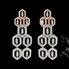 14K Rose Gold Plated Dangle Drop Wedding Fine Earrings 2.1 Ct Cubic Zircon