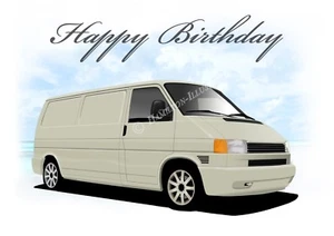 VW T4 Transporter 21st 40th 50th 60th Birthday Car Dad Greetings Card *WHITE* - Picture 1 of 1