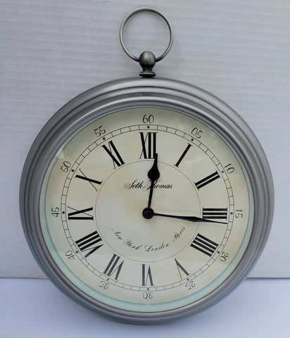 Vintage Seth Thomas Wall Clock Brushed Stainless Steel 9-1/2 Inch Taiwan Cover