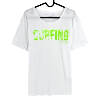 TOM TAILOR Denim Men White Print Short Sleeves Crew Neck T Shirt Size L - Image 1 of 4