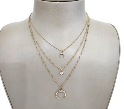 Collar para mujer Express de tres capas llamativo chapado en oro estrás nuevo con etiquetas Foto 1 de 3