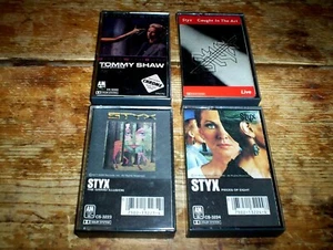 STYX ( 4 ) CASSETTE lot: GRAND ILLUSION / PIECES OF EIGHT / TOMMY SHAW / LIVE - Picture 1 of 2