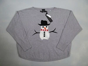 Aaeda Sweater Size XL Snowman Gray Pullover Long Sleeve Rayon Blend New NWT - Picture 1 of 8