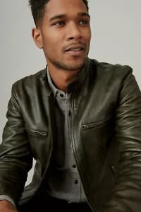 Lucky Brand Washed Leather Bonneville Jacket - Picture 1 of 4