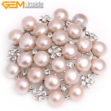 48mm Gold Plated Peony Flower Pearls Rhinestone Crystal Bouquet Jewelry Brooch