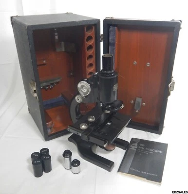 Spencer Buffalo Vintage Microscope w/2 Eye Lenses 4 Objective Lenses - Image 1 of 4