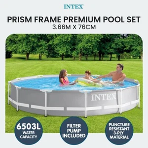 Intex 26712NP Prism Frame Swimming Pool Round 366cm x 76cm with Pump - Picture 1 of 11