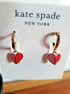 kate spade- Heritage Spade Enamel Heart Huggie Earrings- Pink Multi- NWT- $68 - Picture 1 of 6