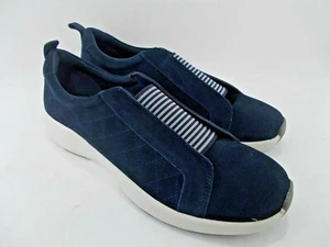 LANDS END womens slip on leather comfort shoe SZ 6 M & 10M dark blue NEW - Picture 1 of 6