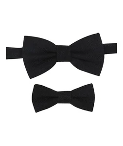 Mens Boys Matching Herringbone Tweed Dickie Bow Tie in Black - Picture 1 of 5