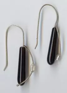 14K 1,12 Gramm massives Gelbgold 17 mm Briolette schwarzer Onyx Perlen Haken Ohrringe Gk - Bild 1 von 1